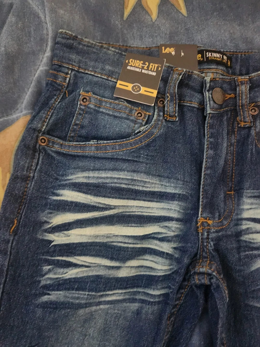Lee Boys Blue Distressed Skinny Jeans
